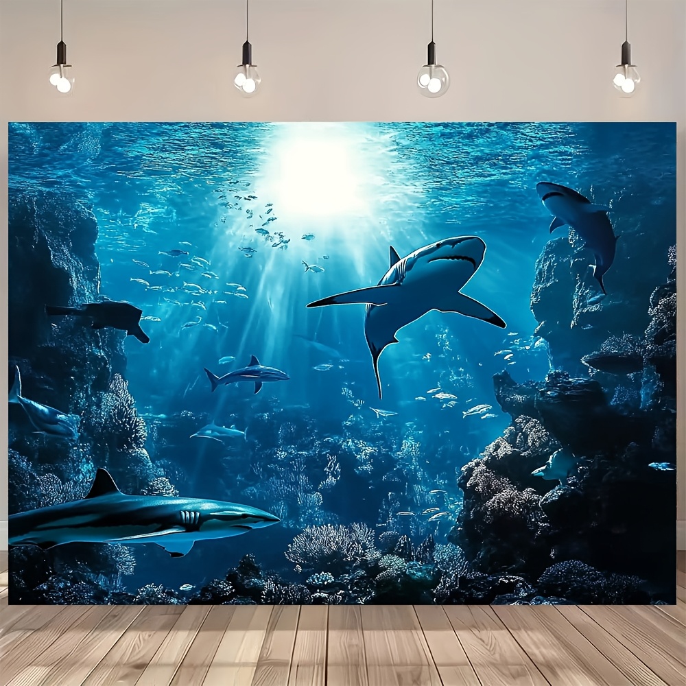 Marine Aquarium - Majestosa Tapeçaria de Parede com Tubarão
